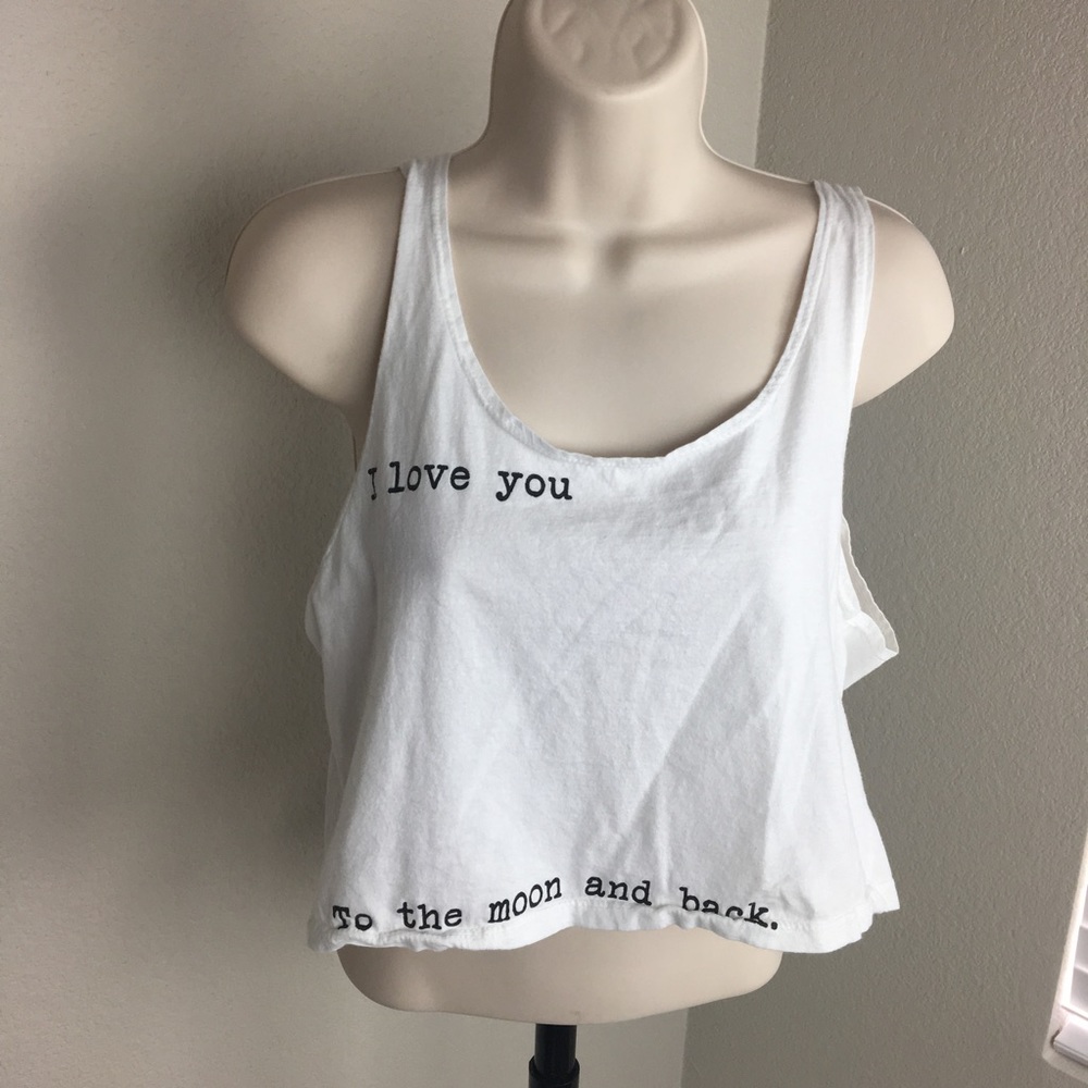 Brandy Melville Crop Top Love you To Moon + back